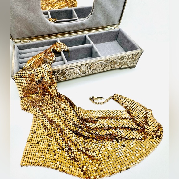 🔥 RARE VINTAGE MESH WHITING DAVIS BIB NECKLACE - Picture 17 of 17